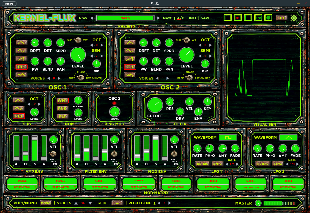 KERNEL FLUX synthesizer interface